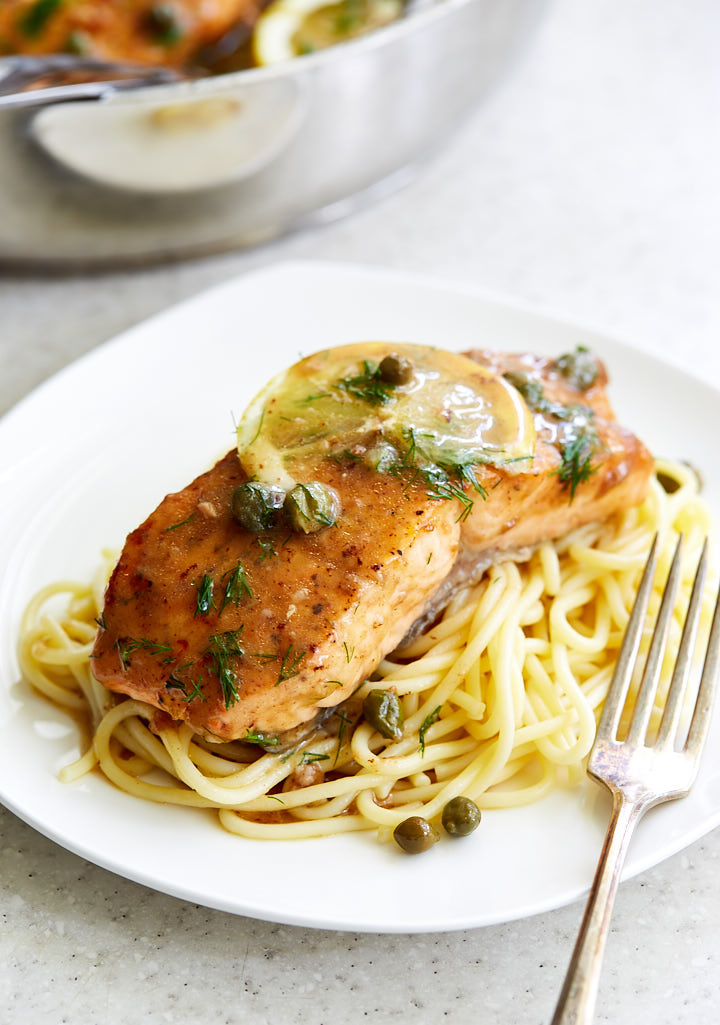 Salmon Piccata Pasta
